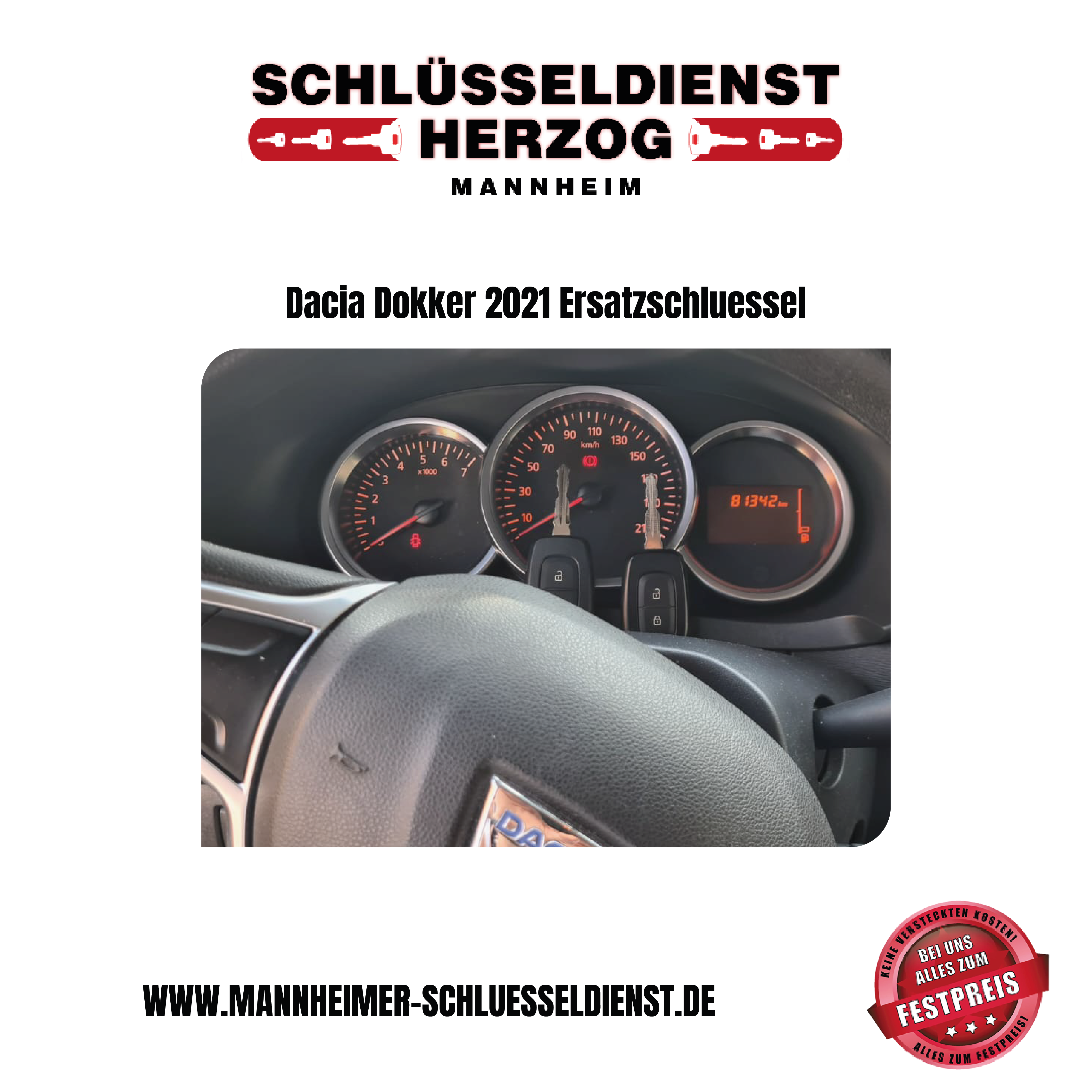 Dacia Dokker Ersatzschlüssel mit Fernbedienung